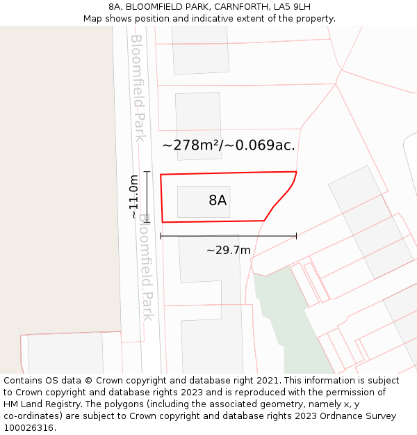 8A, BLOOMFIELD PARK, CARNFORTH, LA5 9LH: Plot and title map