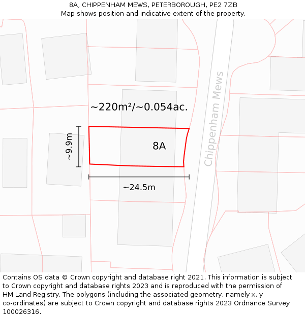 8A, CHIPPENHAM MEWS, PETERBOROUGH, PE2 7ZB: Plot and title map