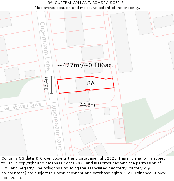8A, CUPERNHAM LANE, ROMSEY, SO51 7JH: Plot and title map