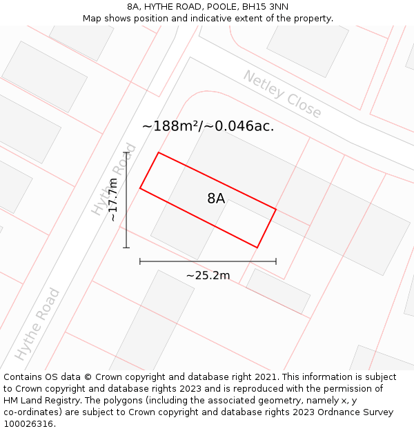 8A, HYTHE ROAD, POOLE, BH15 3NN: Plot and title map