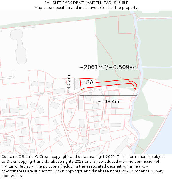 8A, ISLET PARK DRIVE, MAIDENHEAD, SL6 8LF: Plot and title map