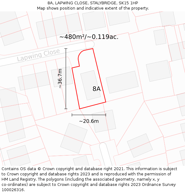8A, LAPWING CLOSE, STALYBRIDGE, SK15 1HP: Plot and title map