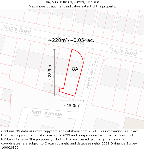 8A, MAPLE ROAD, HAYES, UB4 9LP: Plot and title map