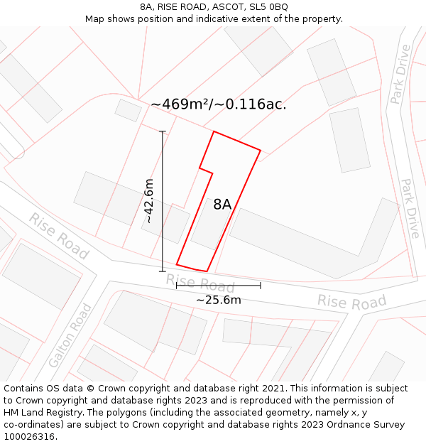 8A, RISE ROAD, ASCOT, SL5 0BQ: Plot and title map