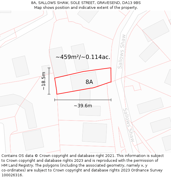 8A, SALLOWS SHAW, SOLE STREET, GRAVESEND, DA13 9BS: Plot and title map