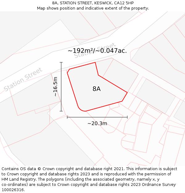 8A, STATION STREET, KESWICK, CA12 5HP: Plot and title map
