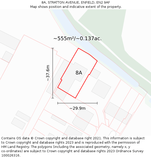 8A, STRATTON AVENUE, ENFIELD, EN2 9AF: Plot and title map