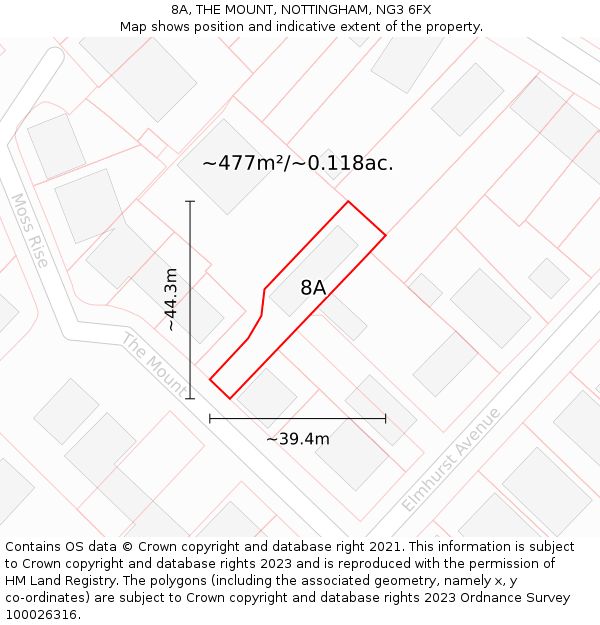 8A, THE MOUNT, NOTTINGHAM, NG3 6FX: Plot and title map