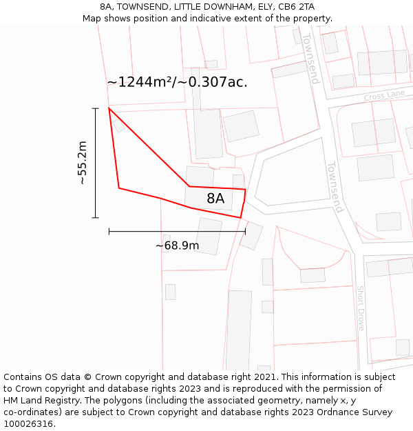 8A, TOWNSEND, LITTLE DOWNHAM, ELY, CB6 2TA: Plot and title map