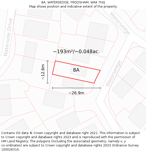 8A, WATERSEDGE, FRODSHAM, WA6 7NQ: Plot and title map