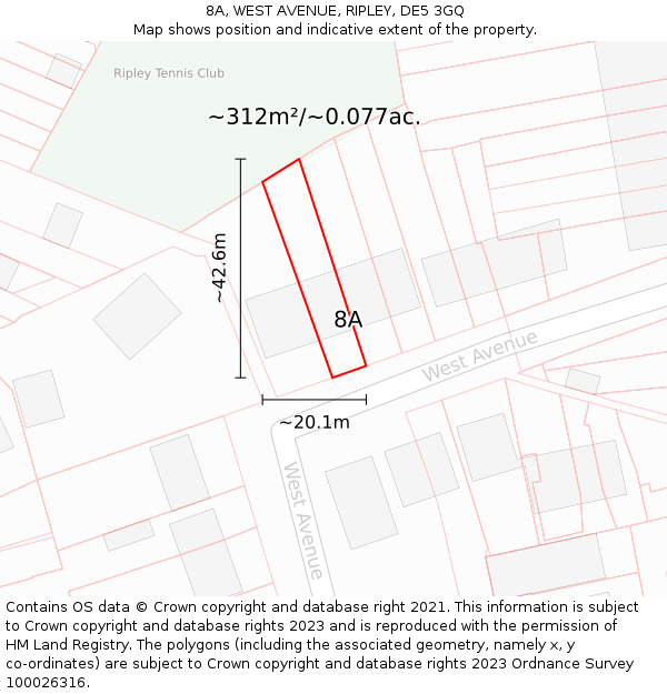 8A, WEST AVENUE, RIPLEY, DE5 3GQ: Plot and title map