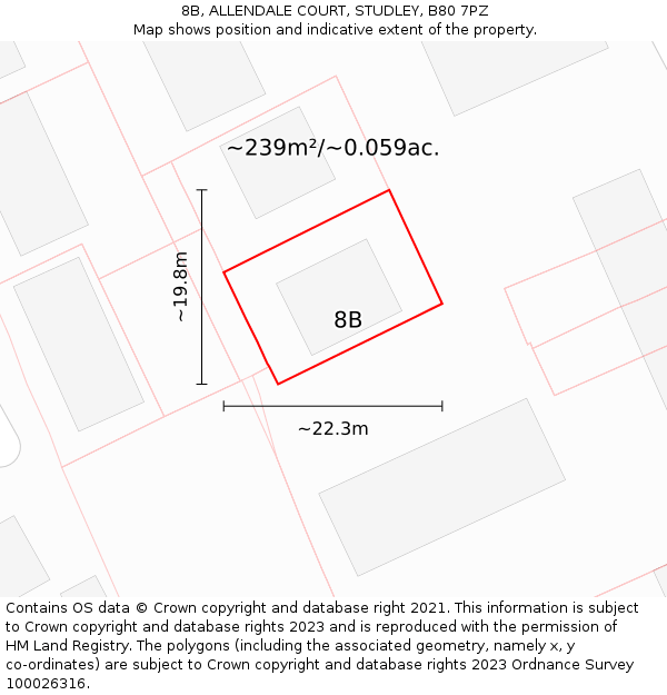 8B, ALLENDALE COURT, STUDLEY, B80 7PZ: Plot and title map