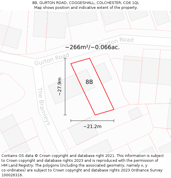 8B, GURTON ROAD, COGGESHALL, COLCHESTER, CO6 1QL: Plot and title map