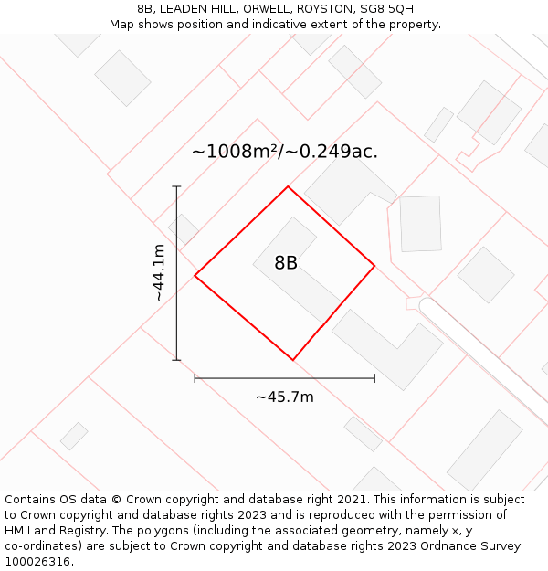 8B, LEADEN HILL, ORWELL, ROYSTON, SG8 5QH: Plot and title map