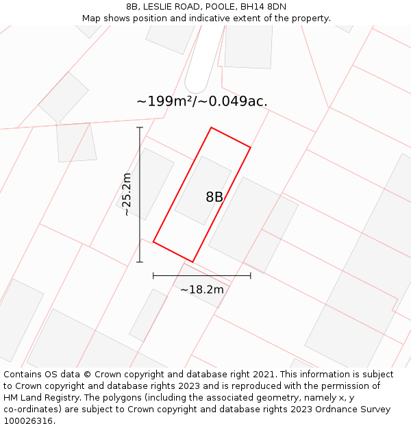 8B, LESLIE ROAD, POOLE, BH14 8DN: Plot and title map