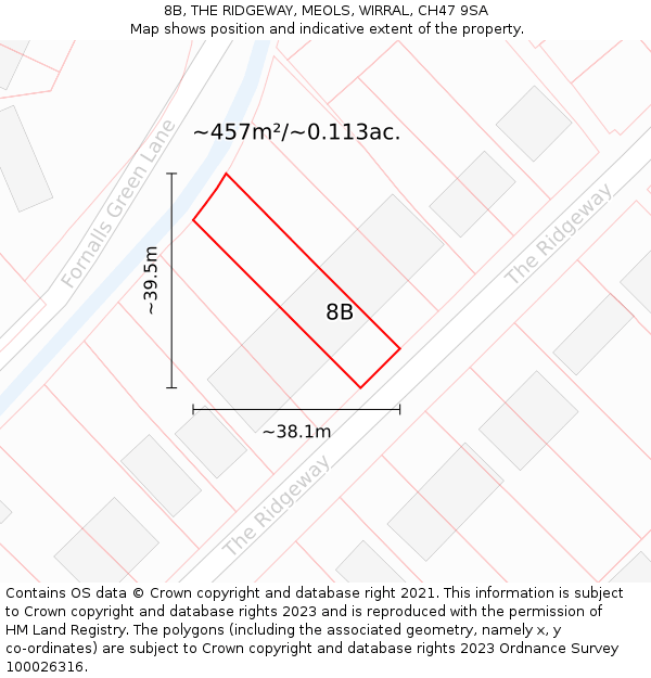 8B, THE RIDGEWAY, MEOLS, WIRRAL, CH47 9SA: Plot and title map