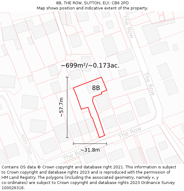 8B, THE ROW, SUTTON, ELY, CB6 2PD: Plot and title map