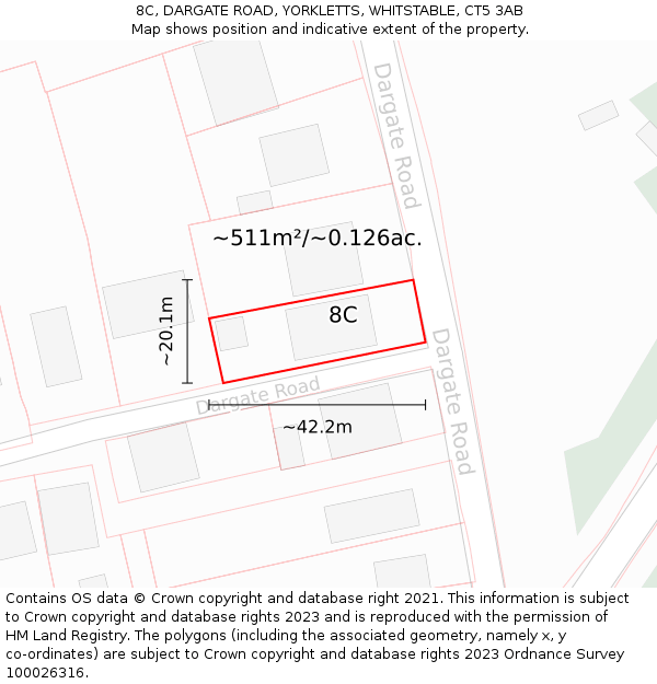 8C, DARGATE ROAD, YORKLETTS, WHITSTABLE, CT5 3AB: Plot and title map