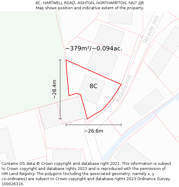 8C, HARTWELL ROAD, ASHTON, NORTHAMPTON, NN7 2JR: Plot and title map