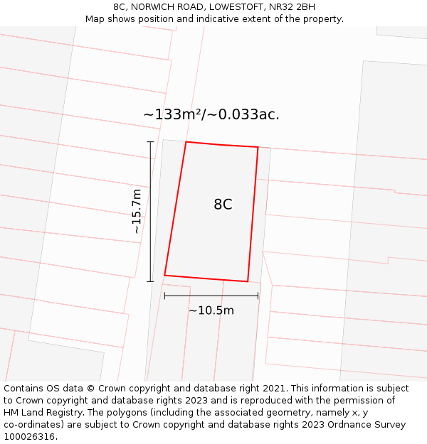 8C, NORWICH ROAD, LOWESTOFT, NR32 2BH: Plot and title map