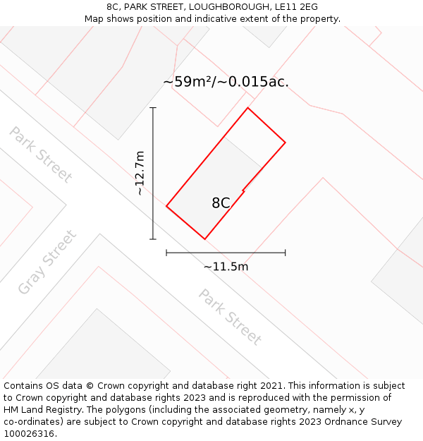 8C, PARK STREET, LOUGHBOROUGH, LE11 2EG: Plot and title map