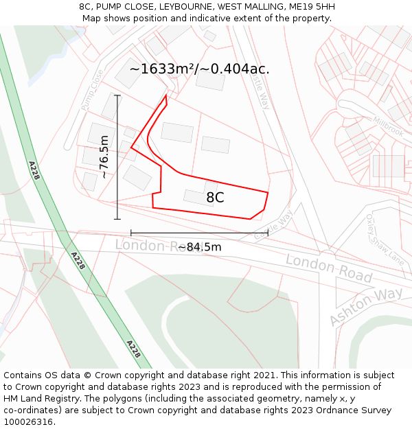 8C, PUMP CLOSE, LEYBOURNE, WEST MALLING, ME19 5HH: Plot and title map