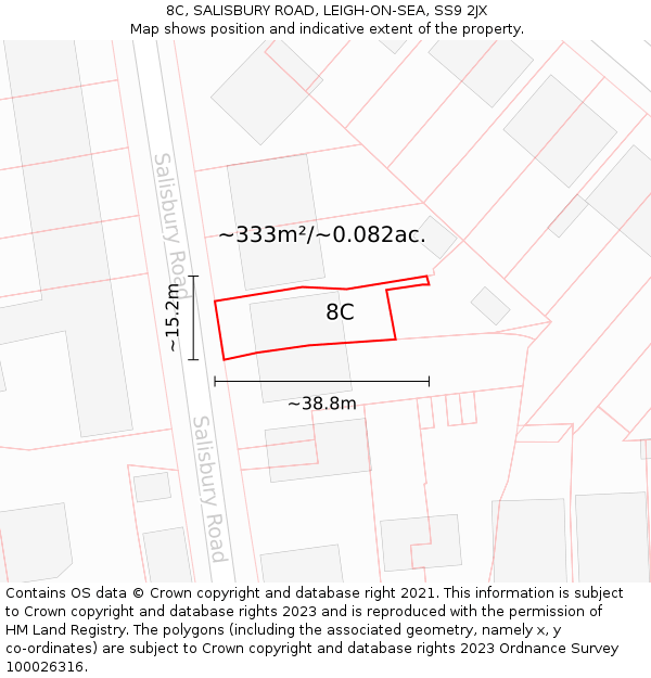 8C, SALISBURY ROAD, LEIGH-ON-SEA, SS9 2JX: Plot and title map