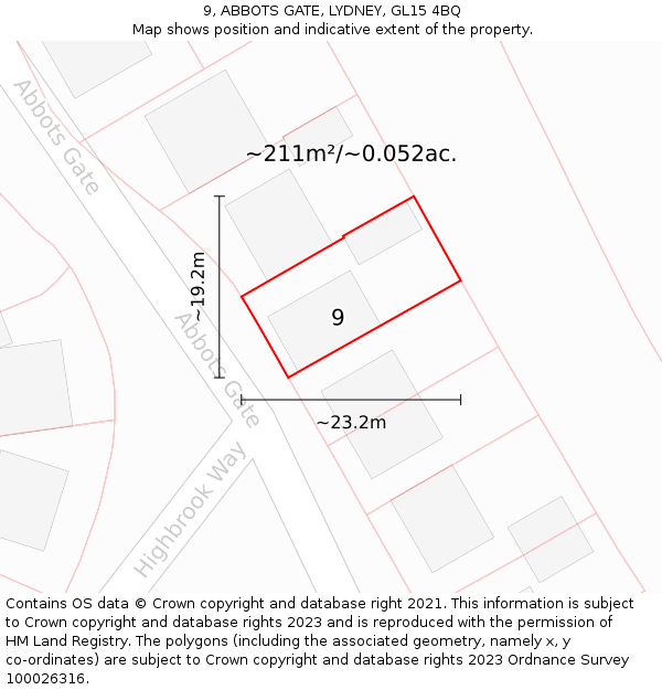 9, ABBOTS GATE, LYDNEY, GL15 4BQ: Plot and title map