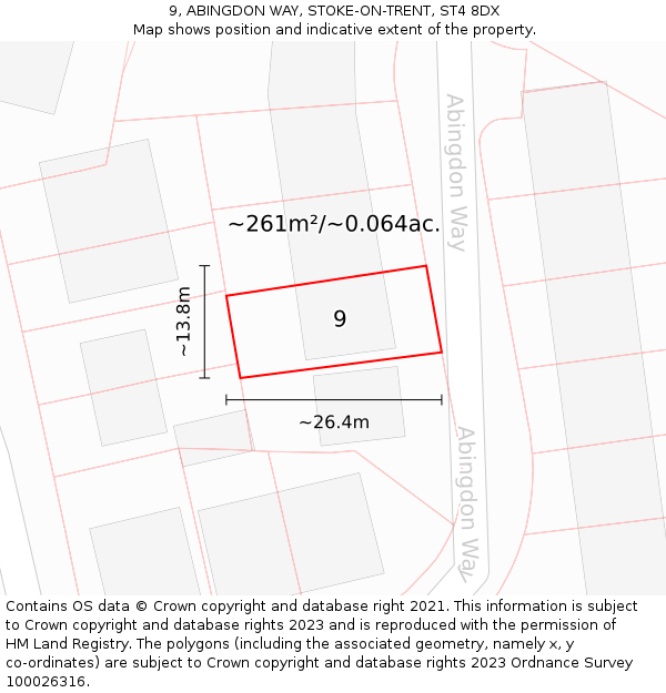9, ABINGDON WAY, STOKE-ON-TRENT, ST4 8DX: Plot and title map