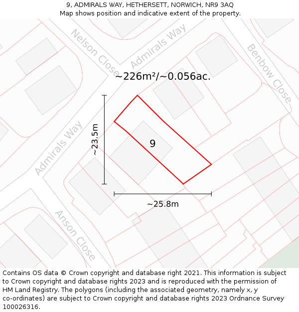 9, ADMIRALS WAY, HETHERSETT, NORWICH, NR9 3AQ: Plot and title map