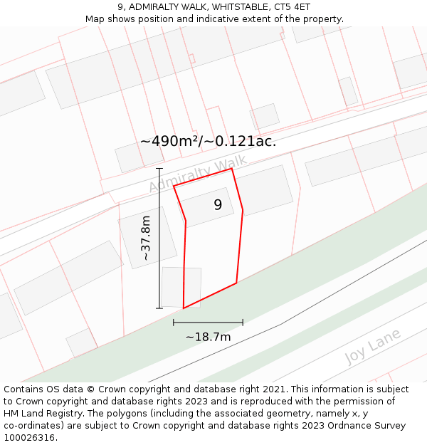 9, ADMIRALTY WALK, WHITSTABLE, CT5 4ET: Plot and title map