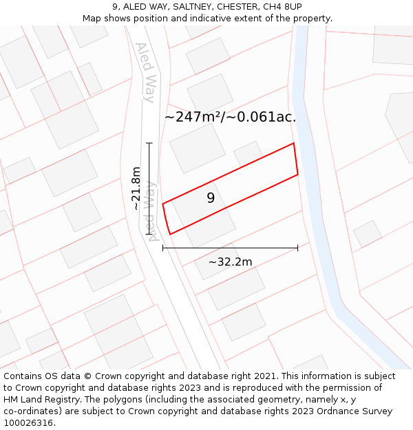 9, ALED WAY, SALTNEY, CHESTER, CH4 8UP: Plot and title map