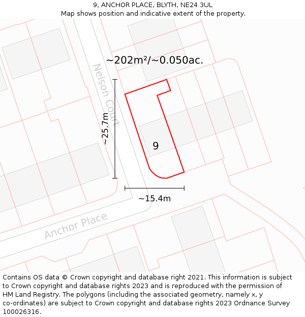 9, ANCHOR PLACE, BLYTH, NE24 3UL: Plot and title map