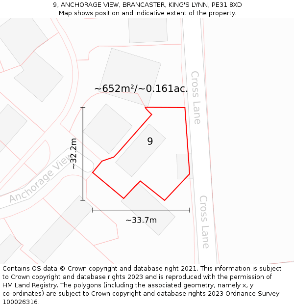 9, ANCHORAGE VIEW, BRANCASTER, KING'S LYNN, PE31 8XD: Plot and title map