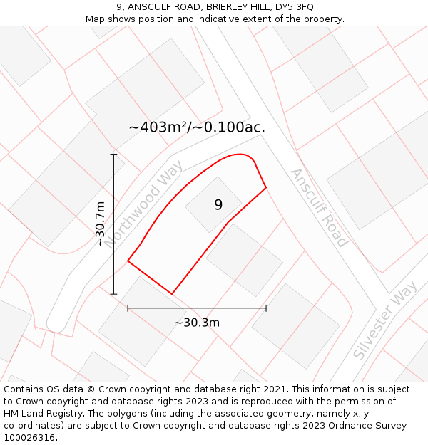 9, ANSCULF ROAD, BRIERLEY HILL, DY5 3FQ: Plot and title map