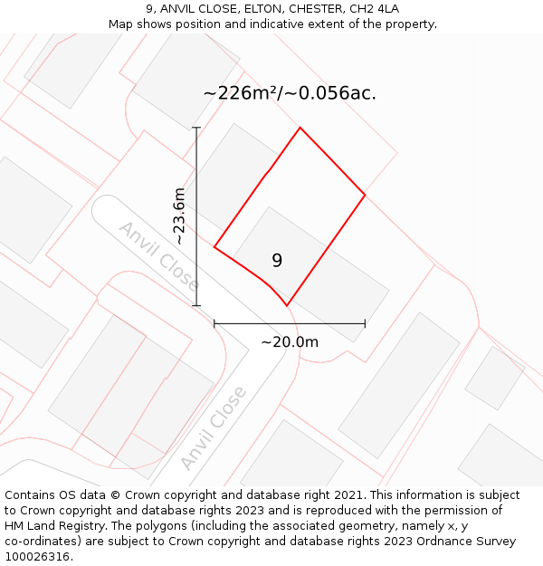 9, ANVIL CLOSE, ELTON, CHESTER, CH2 4LA: Plot and title map