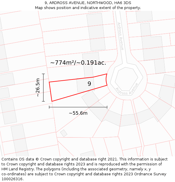 9, ARDROSS AVENUE, NORTHWOOD, HA6 3DS: Plot and title map