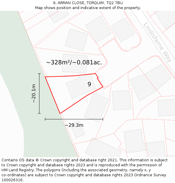9, ARRAN CLOSE, TORQUAY, TQ2 7BU: Plot and title map