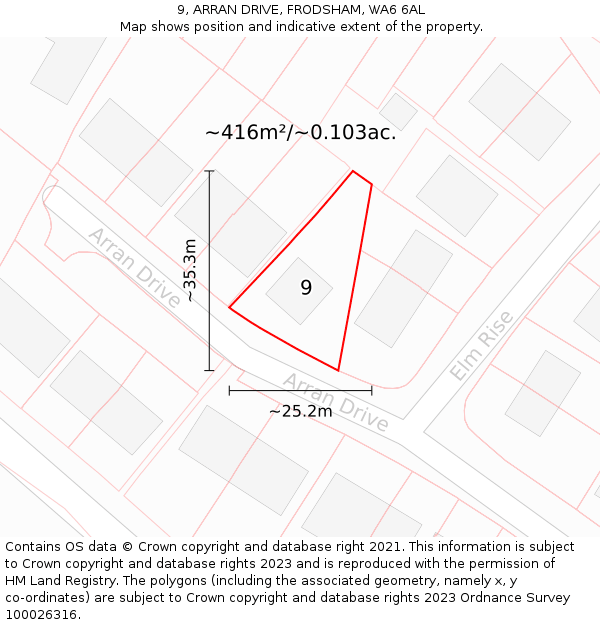 9, ARRAN DRIVE, FRODSHAM, WA6 6AL: Plot and title map