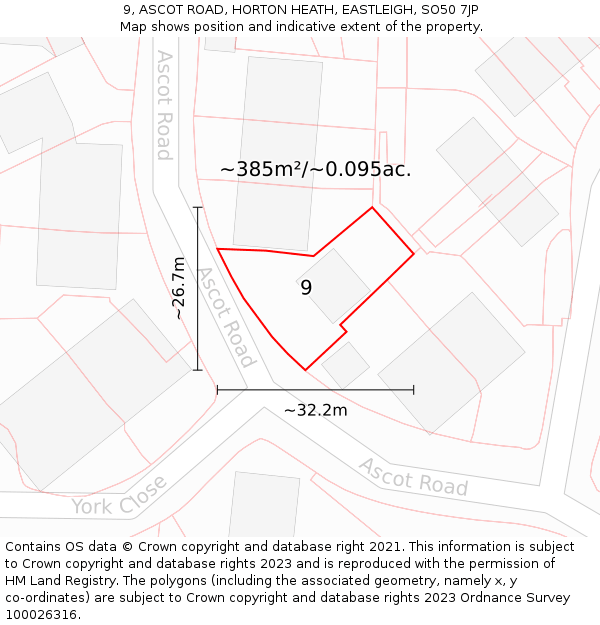 9, ASCOT ROAD, HORTON HEATH, EASTLEIGH, SO50 7JP: Plot and title map