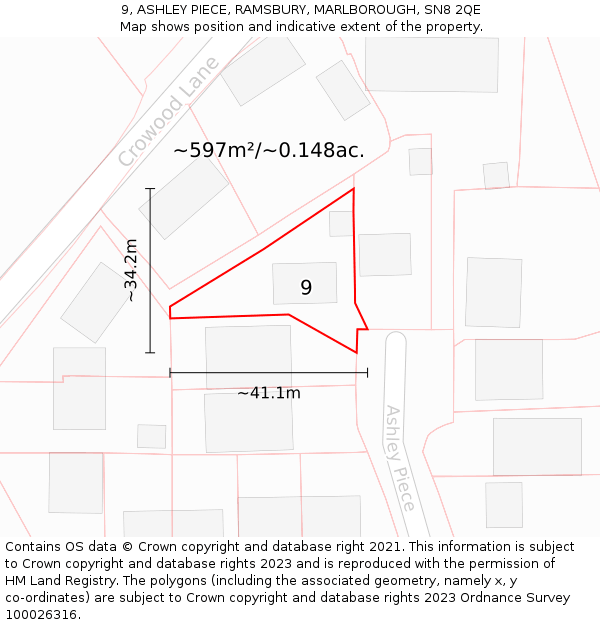 9, ASHLEY PIECE, RAMSBURY, MARLBOROUGH, SN8 2QE: Plot and title map
