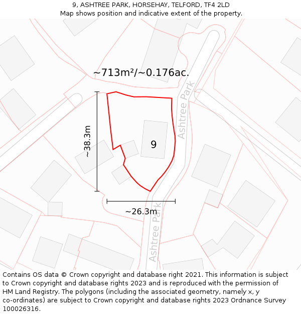 9, ASHTREE PARK, HORSEHAY, TELFORD, TF4 2LD: Plot and title map