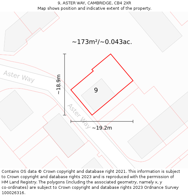 9, ASTER WAY, CAMBRIDGE, CB4 2XR: Plot and title map