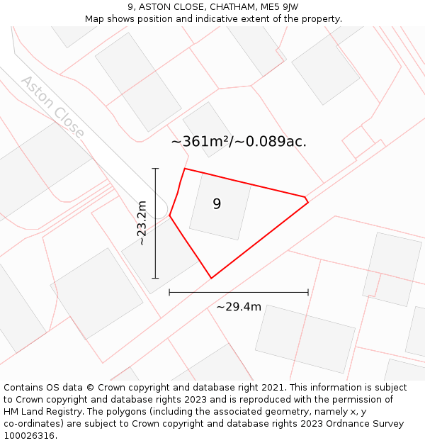 9, ASTON CLOSE, CHATHAM, ME5 9JW: Plot and title map