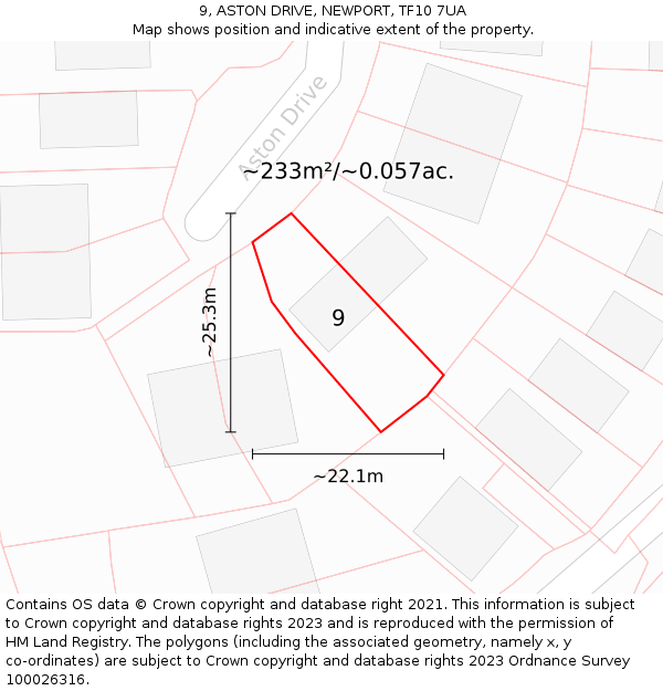 9, ASTON DRIVE, NEWPORT, TF10 7UA: Plot and title map