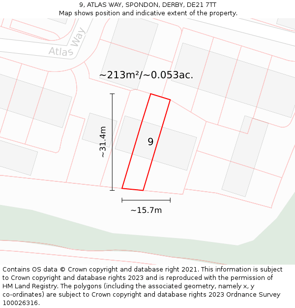 9, ATLAS WAY, SPONDON, DERBY, DE21 7TT: Plot and title map