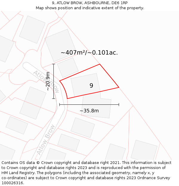 9, ATLOW BROW, ASHBOURNE, DE6 1RP: Plot and title map