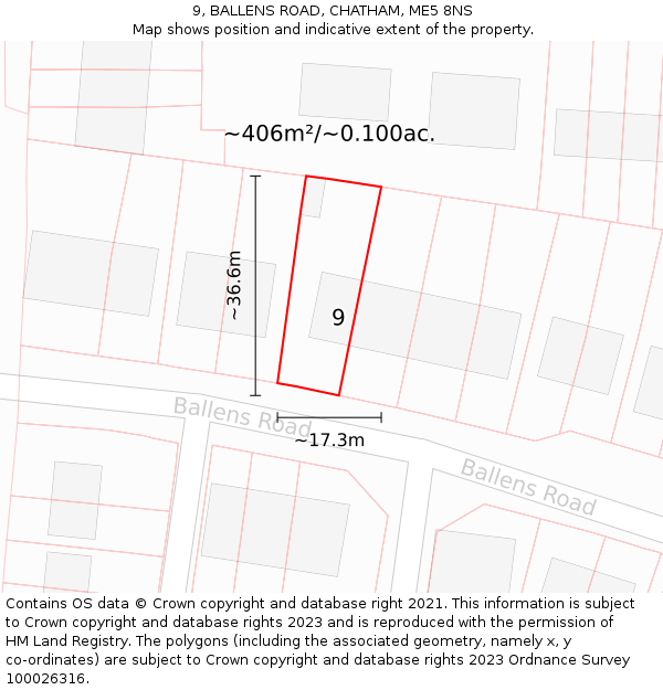 9, BALLENS ROAD, CHATHAM, ME5 8NS: Plot and title map