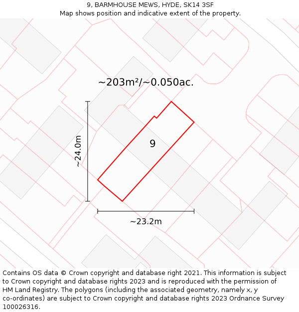 9, BARMHOUSE MEWS, HYDE, SK14 3SF: Plot and title map