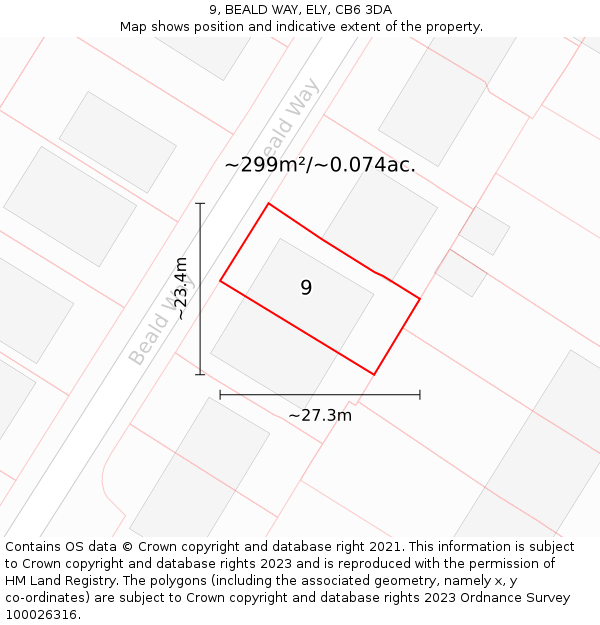 9, BEALD WAY, ELY, CB6 3DA: Plot and title map